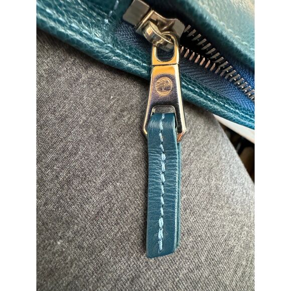 Longchamp Teal Leather Gold Zipper Tablet Portfolio Case 8"x10"x1"Made in France - Picture 7 of 8